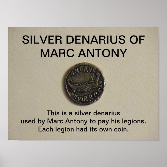 Silver Denarius of Marc Antony Coin Photo Print (Front)