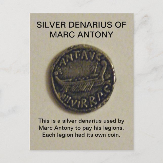 Silver Denarius  of MARC ANTONY Photo Postcard (Front)