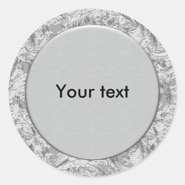 Silver design classic round sticker (Front)