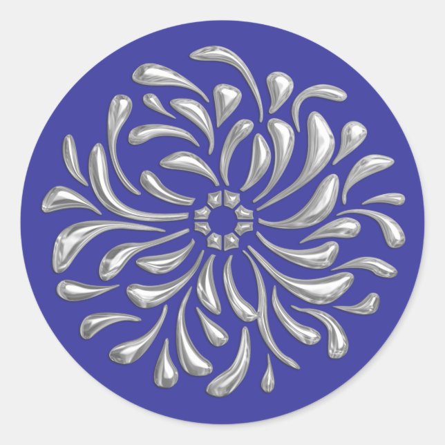 Silver Design on any colour Classic Round Sticker (Front)