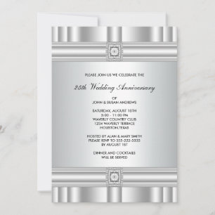 Silver Diamond 25th Anniversary Party Invitation