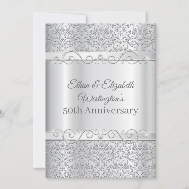 Silver Diamond 50th Anniversary Invitation (Front)