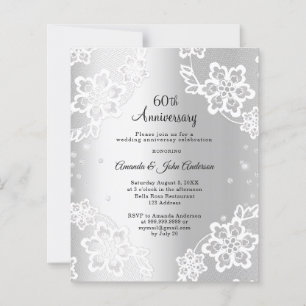 Silver diamond 60th wedding anniversary invitation