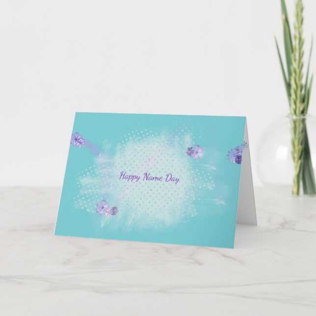 silver diamond bling abstract Name Day Card (Front)