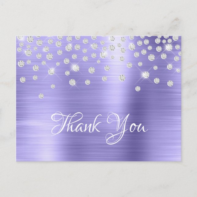 Silver Diamond Confetti Periwinkle Satiny Foil Postcard (Front)