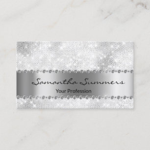 Silver Diamond Metal Elegant Customise Glitter Business Card