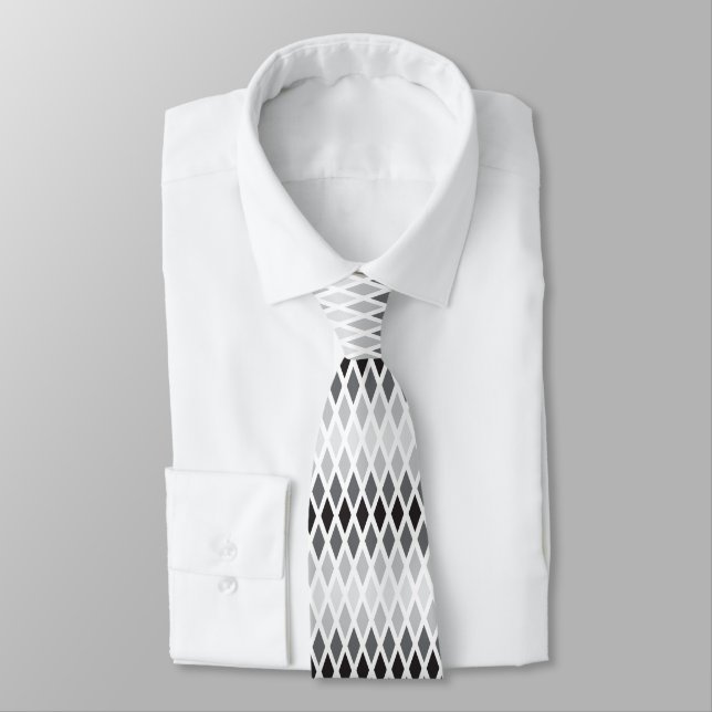 Silver Diamond Ombre Tie (Tied)