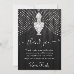 Silver Diamond Perfume Bottle Sweet Sixteen Thank You Card