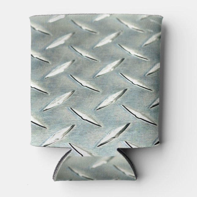 Silver Diamond Plate photo on a can cooler (Front)