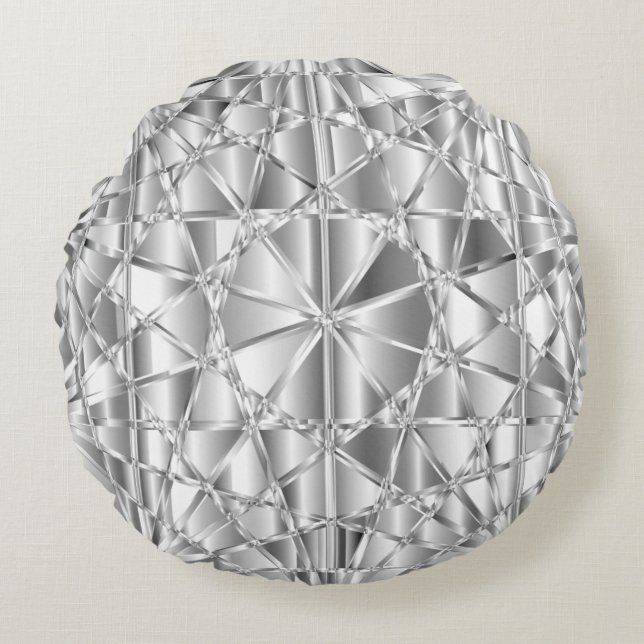 Silver Diamond Round Cushion (Front)