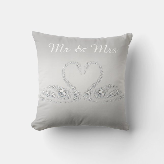 SILVER DIAMOND SWAN CUSHION WEDDING silver (Front)