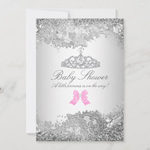 Silver Diamond & Tiara Baby Shower Invitation