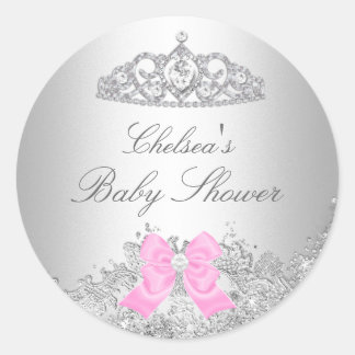 Silver Diamond & Tiara Baby Shower Sticker