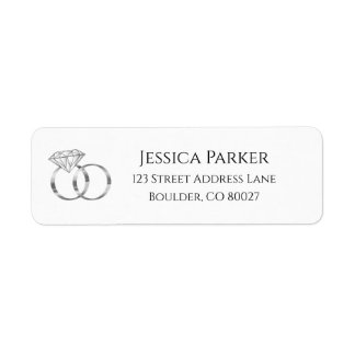 Silver Diamond Wedding Rings Return Address Label