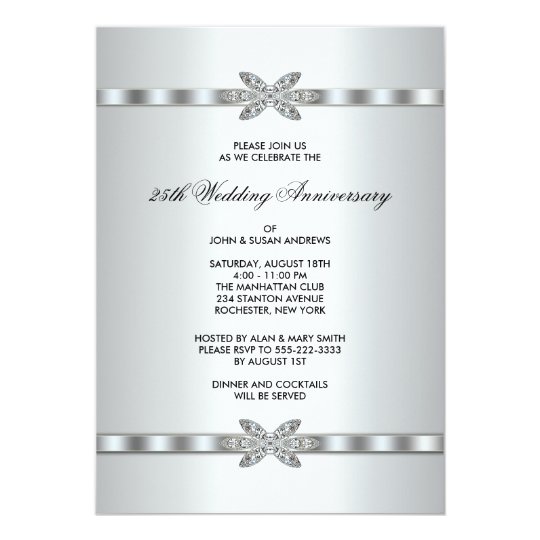 Silver Diamonds 25th Anniversary Party Card