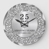 Silver Diamonds 25th Wedding Anniversary Large Cl