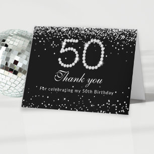 Silver Diamonds 50th Birthday Thank you Card