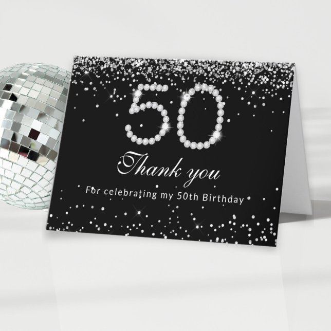 Silver Diamonds 50th Birthday Thank you Card (Creator Uploaded)