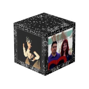 Silver Diamonds Glitter Black Personalised Custom Cube