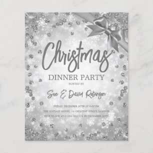 Silver Diamonds Glitter Christmas Holiday Invite Flyer