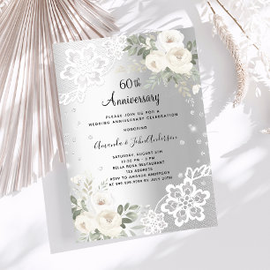 Silver diamonds luxury 60th wedding anniversary invitation