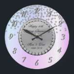 Silver Diamonds Ombre 25th Wedding Anniversary Large Clock<br><div class="desc">Elegant silver diamonds wedding anniversary clock.</div>