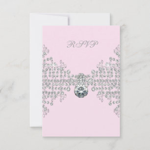 Silver Diamonds Pink Sweet 16 Birthday Party RSVP Card