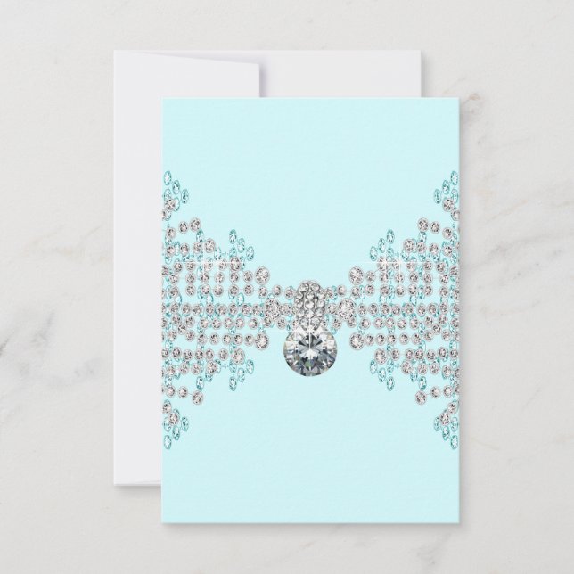 Silver Diamonds Teal Blue RSVP (Front)
