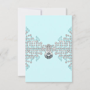 Silver Diamonds Teal Blue RSVP Card
