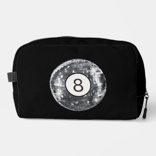 Silver Disco Ball, 8 Ball Motif, Retro 1970's Dopp Kit