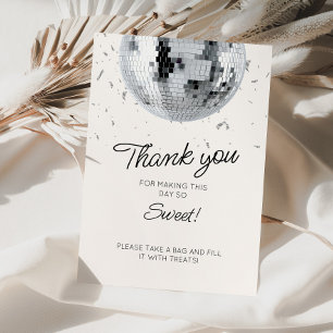 Silver Disco Ball Birthday Thank You Card