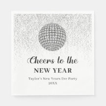Silver Disco Ball Cheers New Years Eve Party