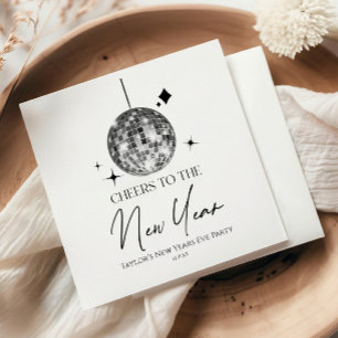Silver Disco Ball Cheers New Years Eve Party  Napkin