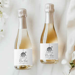 Silver Disco Ball Cheers New Years Eve Party Sparkling Wine Label