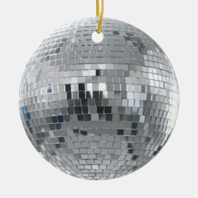 Silver Disco Ball Christmas Ornament (Front)
