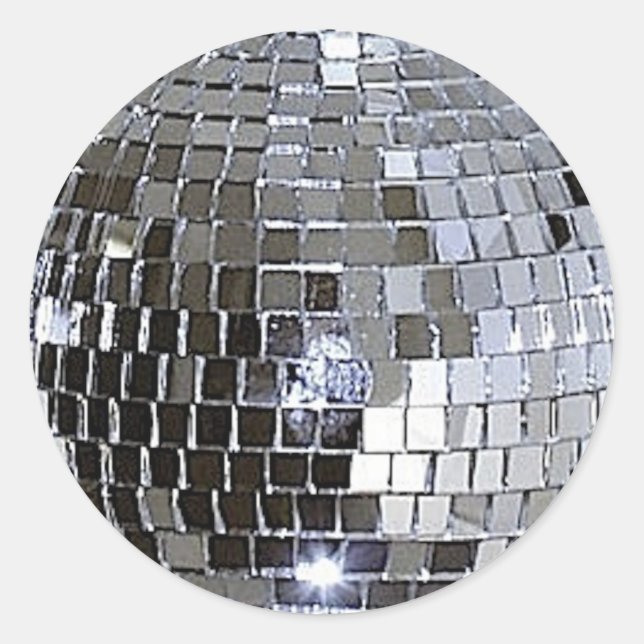 Silver Disco Ball Classic Round Sticker (Front)