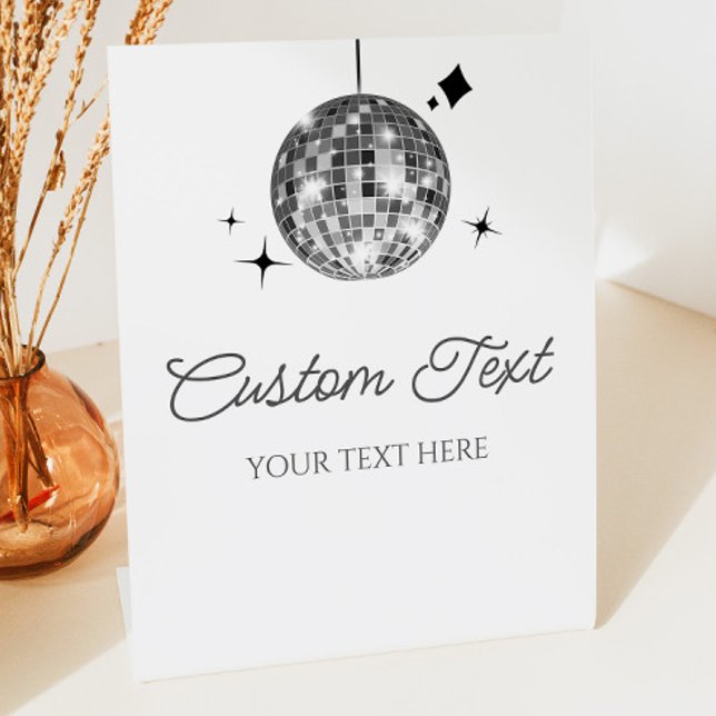 Silver Disco Ball Custom Text Party Sign (Creator Uploaded)