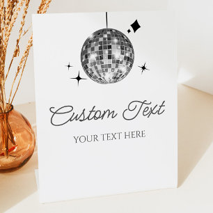Silver Disco Ball Custom Text Party Sign