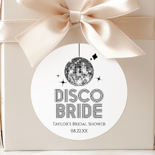 Silver Disco Ball Disco Bride Bridal Shower Classic Round Sticker