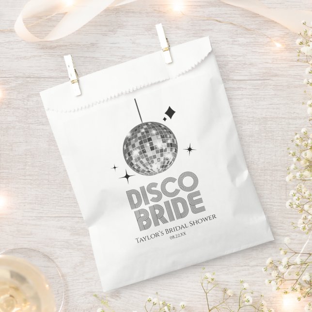 Silver Disco Ball Disco Bride Bridal Shower Favour Bag (Clipped)
