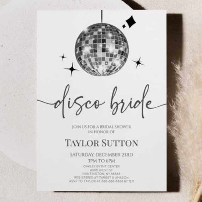 Silver Disco Ball Disco Bride Bridal Shower Invitation (Creator Uploaded)