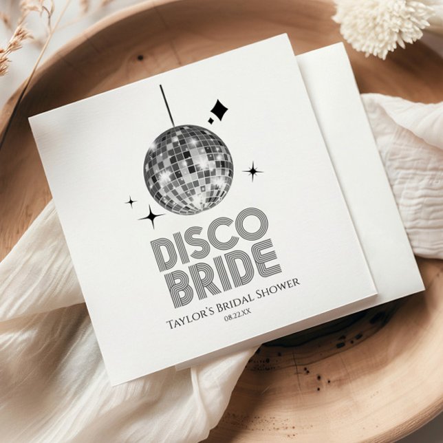 Silver Disco Ball Disco Bride Bridal Shower Napkin (Creator Uploaded)