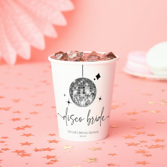 Silver Disco Ball Disco Bride Bridal Shower Paper Cups (Insitu)
