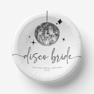 Silver Disco Ball Disco Bride Bridal Shower Paper Plate
