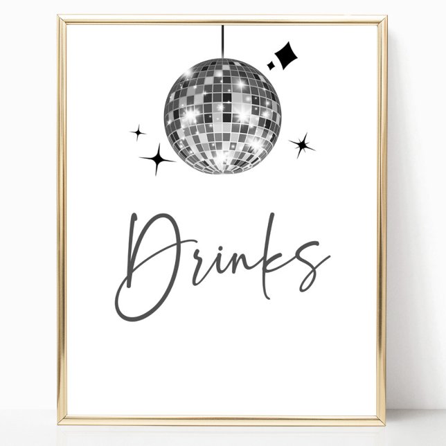 Silver Disco Ball Drinks Table Sign (Creator Uploaded)