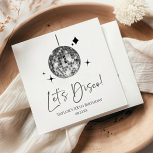 Silver Disco Ball Let's Disco Birthday Party Napkin