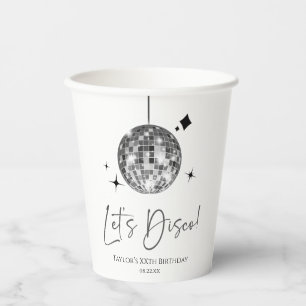 Silver Disco Ball Let's Disco Birthday Party Paper Cups