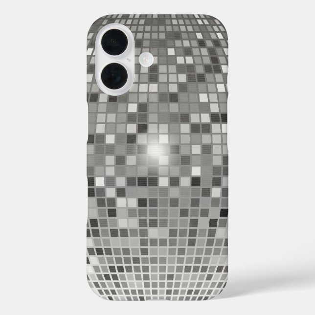Silver Disco Ball Mirror Grid iPhone Case (Back)