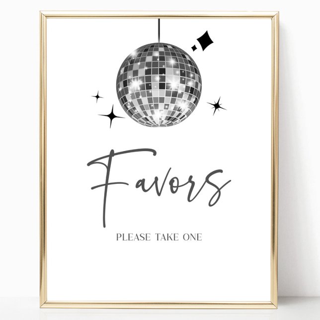 Silver Disco Ball Party Favours Table Sign (Creator Uploaded)