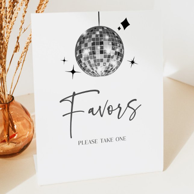 Silver Disco Ball Party Favours Table Sign (Creator Uploaded)